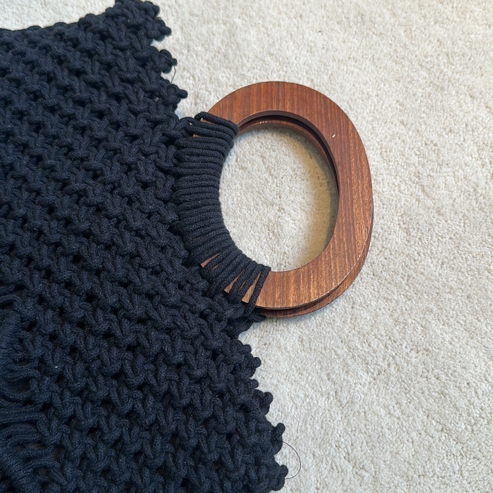 Danielle Nicole Black Woven Macrame Bag - image 7